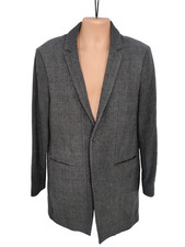 Womens Allsaints Alba Size Uk 10 Eur 38 Grey Tailored Long Work Overcoat Jacket