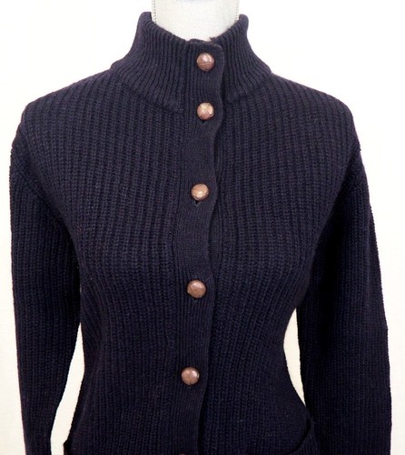 Maglione cardigan lana blu navy vintage IZOD LACOSTE per lei - piccolo - Foto 2 di 7