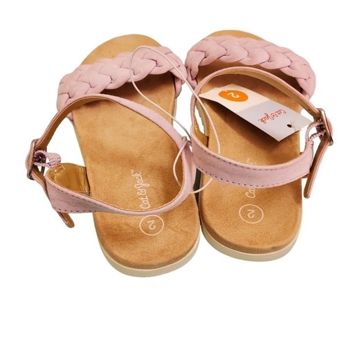 Cat & Jack Braided Sandals - Pink Woven Straps - Girls Size 2 Toddler - Picture 3 of 6