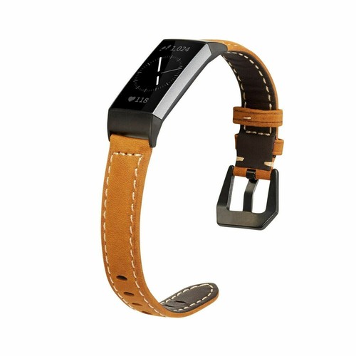 Retro Genuine Leather Replacement Wrist Watch Band Strap For Fitbit Charge 3 4 - Picture 3 of 8