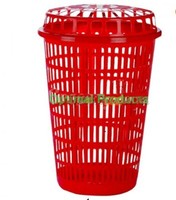 Circular Plastic Laundry Bin Linen Washing Basket Storage Hamper With Lid 50 LTR