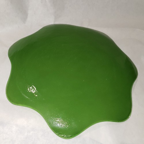 11.75" Annieglass Scalloped Handcrafted Green Glass Plate Signed - Picture 13 of 21