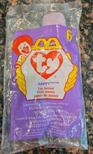 Ty Teenie Beanie Baby HAPPY the Hippo #6 McDonalds Happy Meal Toy 1998,  1993