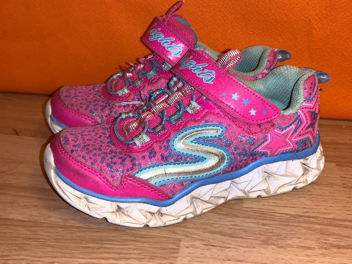 SKECHERS Galaxy Star Lights Light Up Hot Pink Athletic Shoes Size