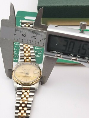 1987 Rolex Oyster Date just 31mm Mid-Size SS 14k Gold Watch