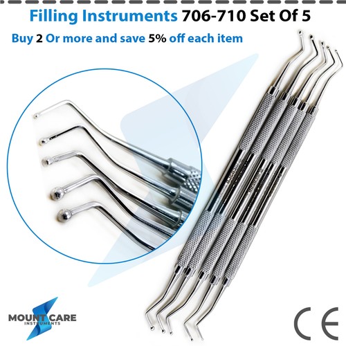 Dental Ball Burnisher Amalgam Composite filling Dentist instruments 706-710 Set - Picture 5 of 7