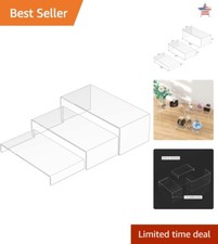 Acrylic Display Risers - Set of 3 Clear Stands for Shoes, Glasses, Plants & More