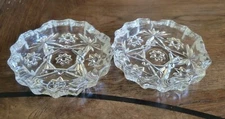2- Vintage Pressed Clear Glass Star of David Cigar Ashtray 4.25"