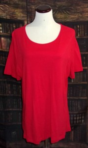 White-Stag-Womens-Size-XL-Red-Pullover-Top-Short-Sleeve-Cotton