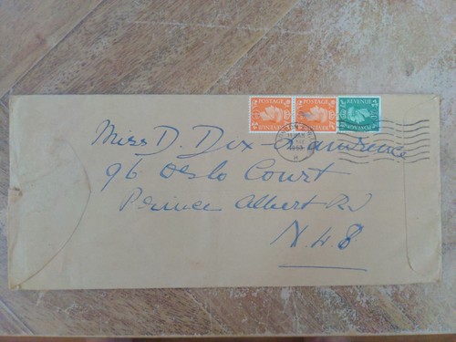 1953 SIGNED LETTER & ENVELOPE FROM LADY HELEN NUTTING POSTMARKED LONDON