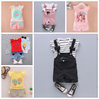 2pcs Toddler Baby Girls Short Sleeve Tops T-shirt + Shorts  Outfits 0-4Years