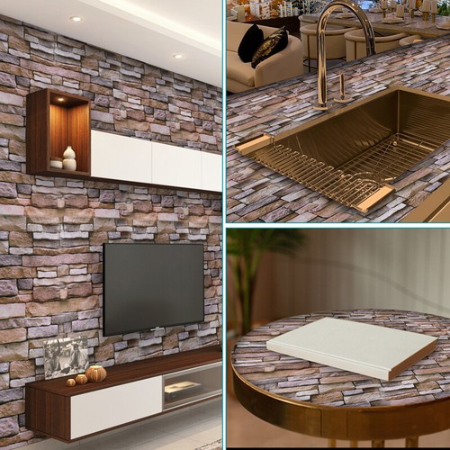 3D Stone Wallpaper Self-Adhesive Contact Paper Brick Peel and Stick Waterproof - Picture 9 of 15