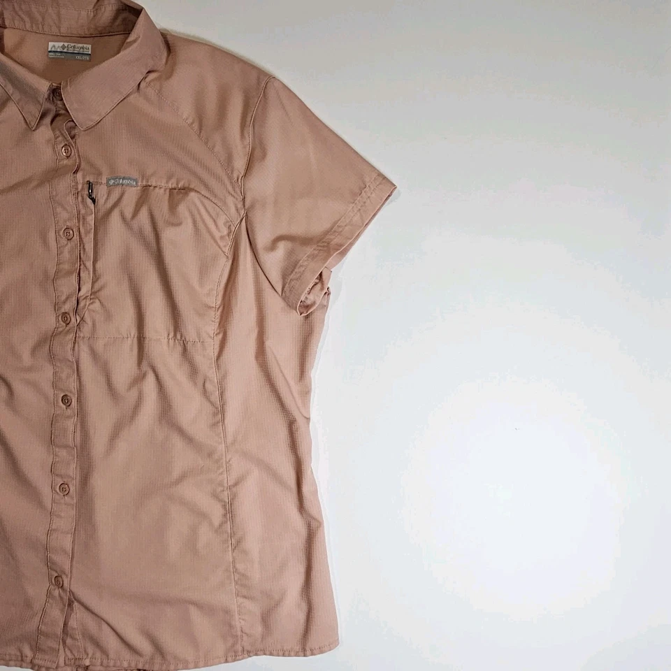 Camisa Columbia para mujer talla XXL rosa claro abotonada utilitaria exterior senderismo top Foto 4 de 4