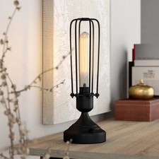 Burnham Industrial Cage Table Lamp, Dimmer Switch, 13 inch Charcoal Gray