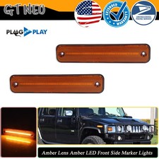 Front Amber LED Side Fender Flare Lamps Indicator Lights For 2003-2009 Hummer H2