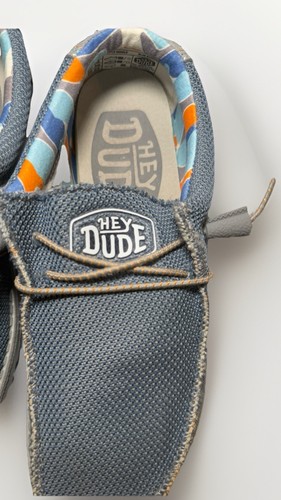 Hey Dude Wally Sox Triple Needle Blue Shadow Unisex Shoes Size Mens 6 Ladies 8 - Picture 7 of 8