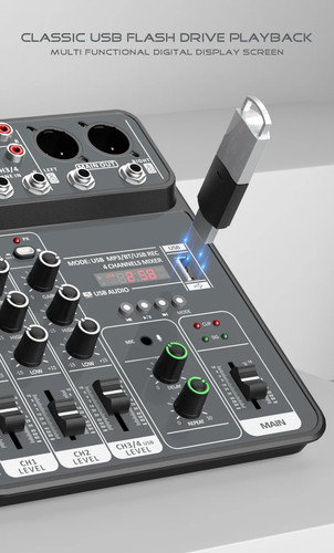 4 Channel Audio Mixer 48V Power USB Studio Sound Mixers Bluetooth Console Mixing - Picture 15 of 23
