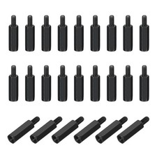 M3x15mm+6mm Male-Female Hex Standoff, 24pcs Carbon Steel PCB Standoffs, Black