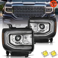 Led Drl Projector Hidxenon Headlights Left Right For 2016-2018 Gmc Sierra 1500