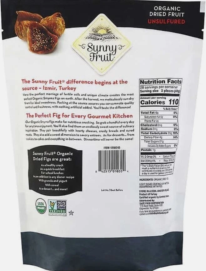 New Sunny Fruit Organic SunDried Smyrna Figs - 40oz Dried Fruit Unsulfured Snack - Image 2 of 2