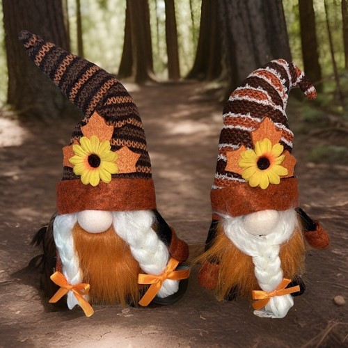 Faceless fall Dwarf Dolls Maple Leaf & flower 10 Inches Tall troll Gnome