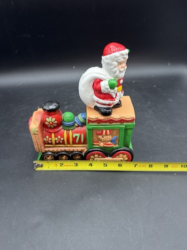 Vintage Japan Christmas Chalkware Santa Coming To Town Train Music Box VIDEO! - Picture 12 of 13
