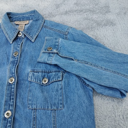 Sag Harbor Sport Womens Sz M Fitted Denim Jean Jacket Blue Button LS Pockets - Picture 4 of 24