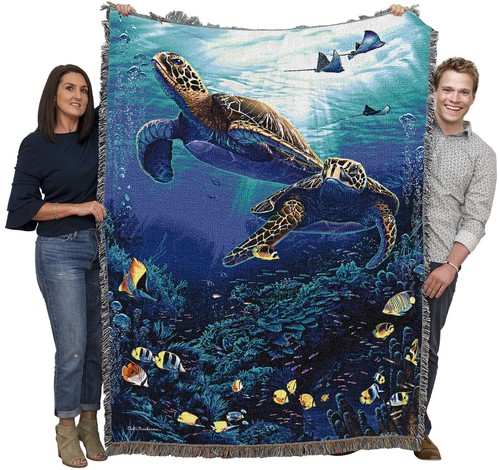 Manta Turtle Trails tejida de algodón - Hecha en EE. UU. (72x54) - Imagen 2 de 6