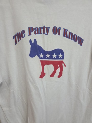 Vintage Democratic Party Donkey The Party to Know White Shirt Large