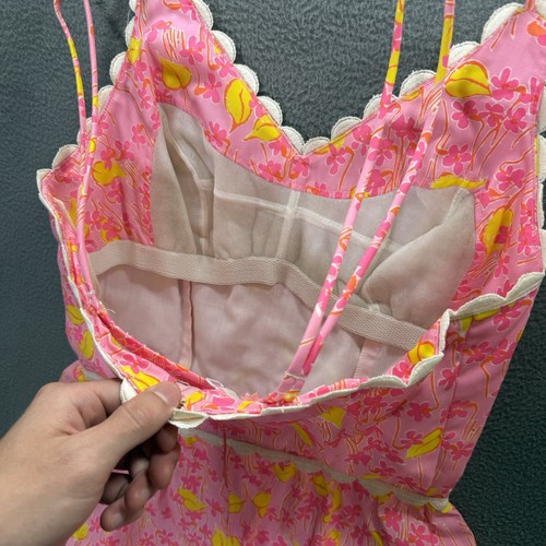 Vtg Lilly Pulitzer Dress Women 12 Pink Floral The Lilly Midi Strap Summer 60s - Picture 8 of 16