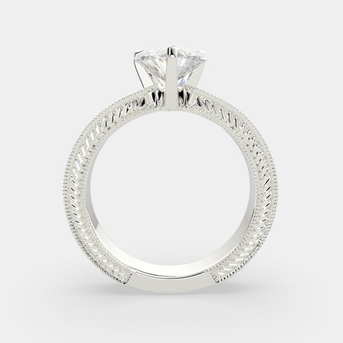 3.5 Ct Heart Cut Diamond Engagement Ring VS1 F White Gold 14k - Picture 4 of 8