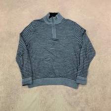 Nautica Knitted Jumper striped patterned 1/4 zip pullover knit sweater Men's M