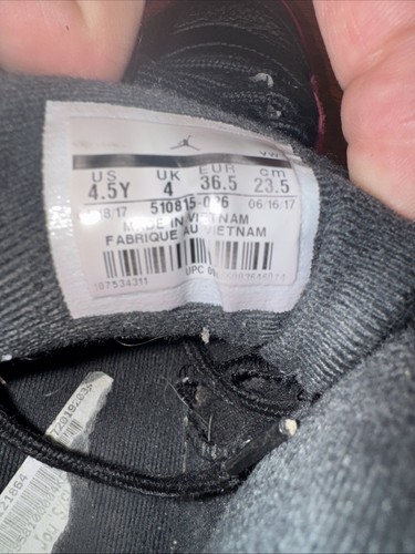 Scarpe sneakers Air Jordan 12 XII retrò rosa mortale 510815-026 taglia 4,5 anni - Foto 8 di 10