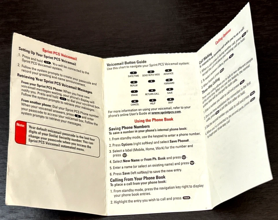 Vtg Sprint PCS SCP -200 Phone User Guide Sanyo 2005 W/ Pocket Reference Guide - Image 3 of 4