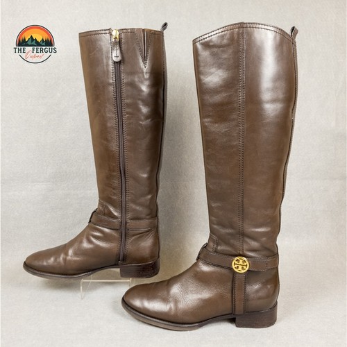 Tory Burch Bristol Coconut (Brown) Gold Leather Knee High Riding Boot Size 7M - Picture 5 of 22