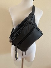 NWT COW-HIDE LEATHER Fanny pack For Travel / Men / Women 3080A Black Large