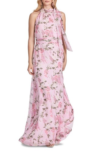 Sachin & Babi Pink Pearl Wisteria Kayla Floral Halter Gown Dress Size 22W $325 - Picture 2 of 14