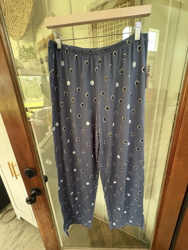 Hue Damen Größe Capri Schlafhose Pyjama Große Tupfen Blau Neu mit Etikett