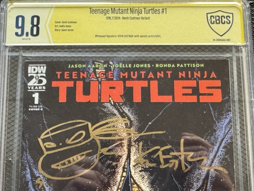 Teenage Mutant Ninja Turtles #1 Kevin Eastman SIGNED / SKETCH TMNT CBCS 9.8 - Picture 2 of 3