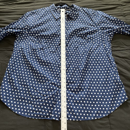 NWT Talbots Button Down Shirt Womens Plus Sz 2X Long Sleeve Blue White Polka Dot - Picture 8 of 9