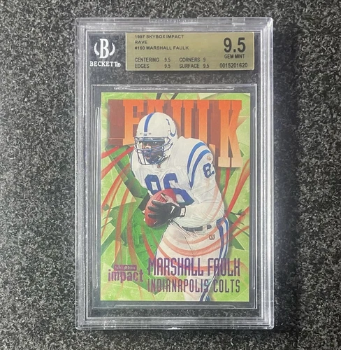 1997 Marshall Faulk Skybox Impact Rave /150 BGS 9.5 True Gem Colts