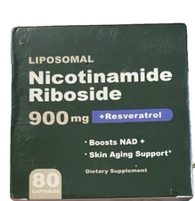 Liposomal Nicotinamide Riboside + Resveratrol 900 mg. 80 Capsules Boosts NAD+