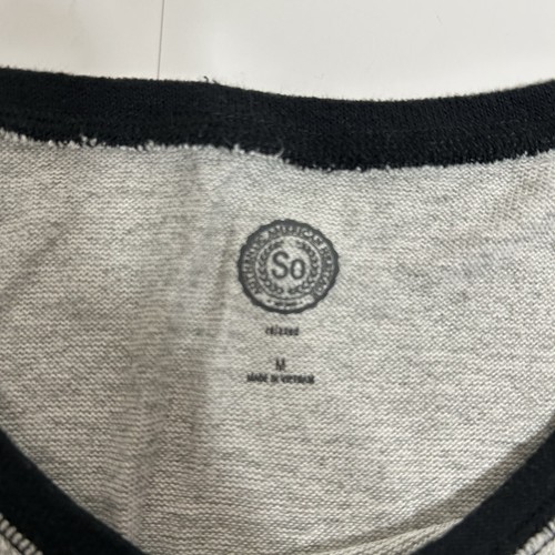 SO Damen Junior Langarm Cozy Varsity Relaxed T-Shirt Oberteil grau schwarz Gr. M - Bild 4 von 6