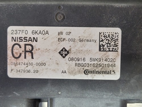 2017 17 Nissan Pathfinder QX60 VTC Valve Control Module ECM OEM 237F06KA0A *J - Picture 2 of 8