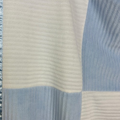 Baby Connections Baby Blanket Satin Edge/Back Blue White Patchwork Plush Soft - Picture 3 of 5