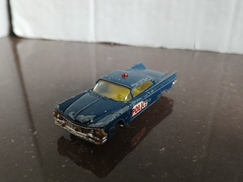 Husky Buick Electra Police Car Collectible Blue Model Toy 1960s #113 - Picture 7 of 8