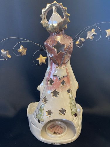 Blue Sky Clayworks Heather Goldminc Xmas Angel Chapel in Woods Tealight Holder - Picture 6 of 16