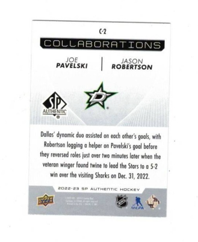 2022-23 SP Authentic Collaborations #C2 Joe Pavelski/Jason Robertson - Picture 2 of 2