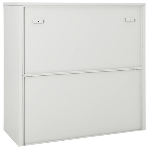 vidaXL Sliding Door Cabinet Light grey Steel, tempered glass Medium - Picture 4 of 10