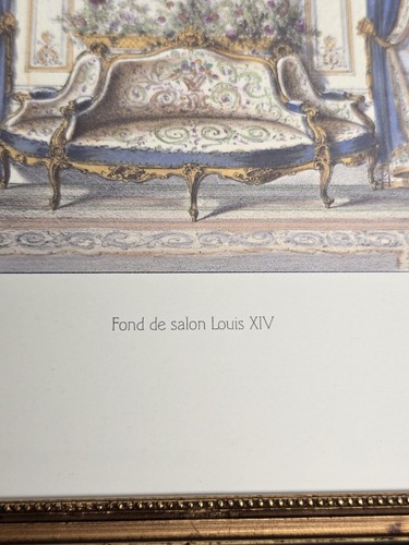 Rara stampa vintage Victor Quetin Le Magasin De Meubles francese incorniciata blu 12 x 13 - Foto 7 di 15